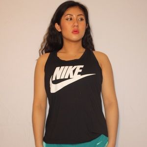 Nike black and white logo workout tank top